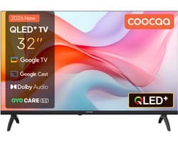 Coocaa 32CGQG41Z - 32 inch - QLED Google TV - HDR10 - Frameloos Design - Dolby Audio - WiFi & Bluetooth - Smart TV