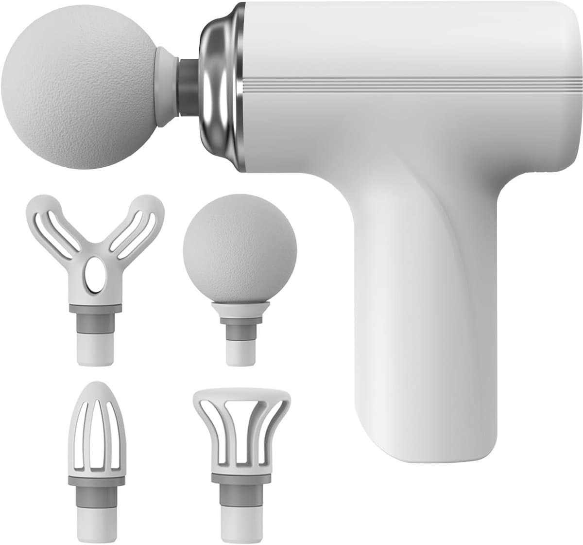 Mini massagepistool, diepweefselmassagepistool, elektrisch spier- en rugmassagepistool, klein draagbaar handmassageapparaat, nekmassageapparaat, pijnverlichting, wit. — afbeelding 1
