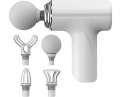 Mini massagepistool, diepweefselmassagepistool, elektrisch spier- en rugmassagepistool, klein draagbaar handmassageapparaat, nekmassageapparaat, pijnverlichting, wit.