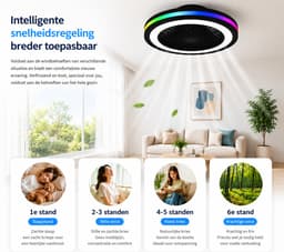 Plafondventilator met Verlichting 50 cm – Fluisterstil – Slimme RGB LED Lamp – App & Afstandsbediening – Google Home & Alexa – 6 Snelheden – Zomer & Winterstand — thumbnail 3