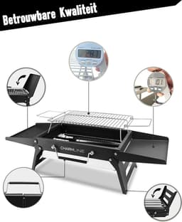 Draagbare Houtskoolbarbecue Met Werktafels BBQ Grill Outdoor Lichtgewicht Frame Ideaal Voor Picknick — thumbnail 3