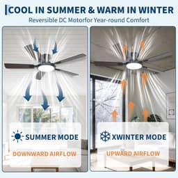Ventilator - 52 inch plafondventilator - plafondventilator met 5 bladen en DC-motor - inclusief verlichting en afstandsbediening - 130 × 130 × 21 cm - zwart — thumbnail 2