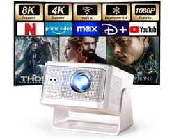LeeuwenChoice® Mini Beamer - 4K Ondersteuning - WiFi & Bluetooth - Draagbaar voor Thuisbioscoop