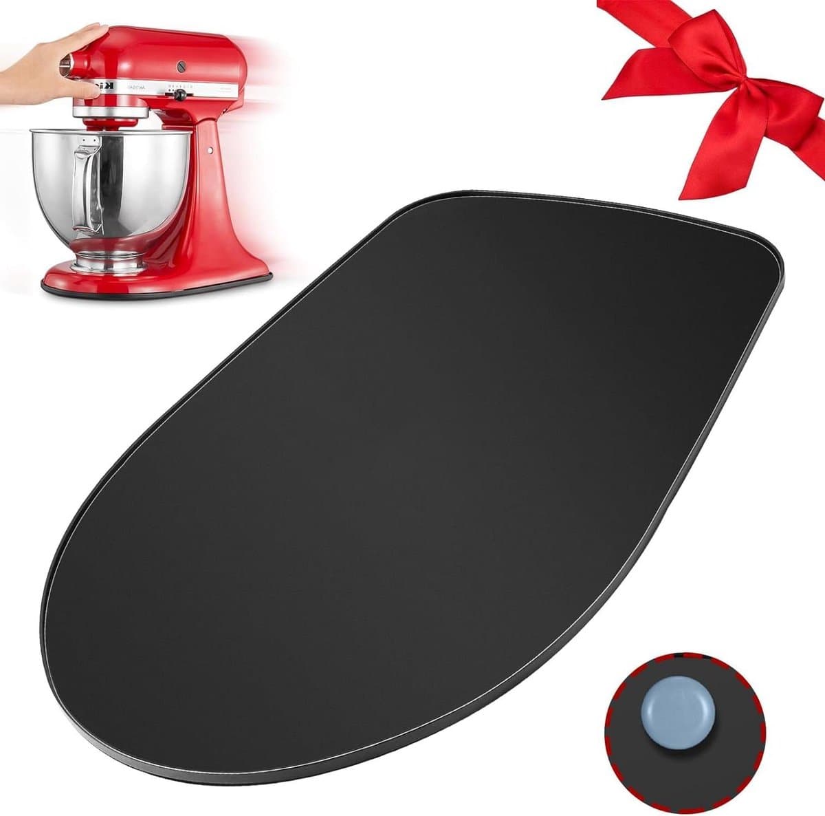 Mixer Mat - Apparaat Schuiver - Keuken Werkblad - Draaibaar Ontwerp - 34.4 x 22.1 cm - Zwart — afbeelding 1
