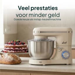 Keukenmachine - Keukenrobot Mixer - Bakken Ingrediënten Mengen - Krachtige 2000W Motor - 6.2 Liter Kom - Creme — thumbnail 2