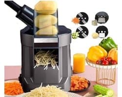 Elektrische Groentesnijder - Keukenmachine Hakker - Snel Groenten Snijden - 4-in-1 Functie - 100W Motor - Zwart