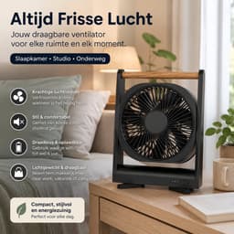 Tafelventilator en Bureauventilator 2-in-1 - Oplaadbare USB Mini Ventilator - Stille Luchtcirculator met 4 Snelheden - Compacte Desktop Cooler voor Studentenkamer, Slaapkamer, Kantoor en Thuiswerkplek — thumbnail 5