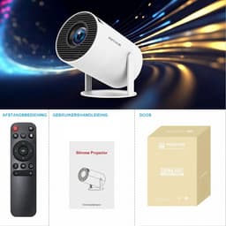 Aourow mini-projector - 4K-ondersteunde projector met WiFi 6 en Bluetooth 5.4 - 720P native resolutie - 170 ANSI lumen - draadloos schermkopiëren - home cinema projector- Wit — thumbnail 5