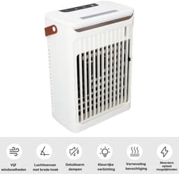 Draagbare Luchtkoeler - Mobiele Aircooler met 5 Snelheden - 680ml Watertank - 2 Mistmodi & 7 Kleuren LED - Compacte Koelventilator zonder Slang - Wit — thumbnail 5
