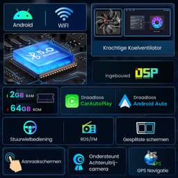 Awesafe Autoradio - Geschikt Voor Audi A3 8P 2003 t/m 2012 - 2GB+64GB - Draadloos Carplay Android Auto - GPS RDS Bluetooth - Navigatie - RAM 2GB + ROM 64GB - Inclusief achteruitkijkcamera - 2003 2004 2005 2006 2007 2008 2009 2010 2011 2012 — thumbnail 4