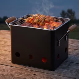 Cheqo® BBQ Kubus - Mini-Barbecue - Houtskool BBQ - Tafelbarbecue - Draagbare Grill - Camping BBQ - Picknick BBQ - Outdoor BBQ - Balkon Barbecue - Eenpersoons BBQ - Meeneem BBQ - Tuinfeest BBQ - Mat Zwart - Barbecue - Kolen BBQ - Tuin BBQ - Grill — thumbnail 1