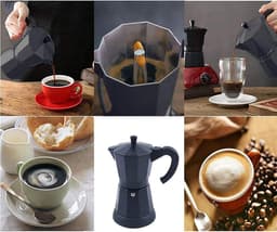 Elektrische Koffiezetter - Moka Pot - Snel Koffie Maken - Octagonale Vorm - 300 ml - Zwart — thumbnail 4