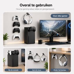 Sounix Universele Game Controller Houder - Hoofdtelefoon Hanger - 6 stuks - Controller Muurbevestiging voor PS5/PS4/Xbox/Switch - Zwart — thumbnail 3