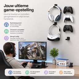 Sounix Universele Game Controller Houder - Hoofdtelefoon Hanger - 6 stuks - Controller Muurbevestiging voor PS5/PS4/Xbox/Switch - Zwart — thumbnail 4