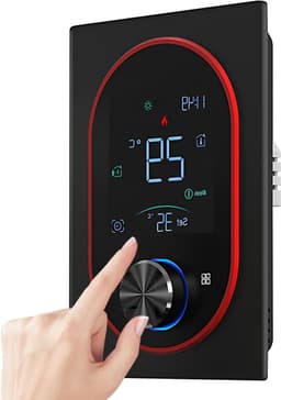 Intelligente thermostaat voor de thermostaat AC thuis met digitaal touchscreen VA en verstelbare knop 5 + 1 + 1 handleiding voor wekelijkse programmering, automatische vakantietijd (zwart) — thumbnail 1