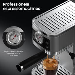 AIMASON CM1660 20 bar Italiaanse pompdruk espressomachine - 1350W hoog rendement professionele koffiemachine voor thuis - 1,3L watertank - met stoompijp, manometer en instelbare uittreedhoeveelheid - RVS — thumbnail 5