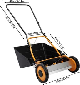 Handgrasmaaier - Duwmaaier - Gazon Onderhoud - Met Grasopvangbak - 16 Inch Maaibreedte - Oranje Zwart — thumbnail 5