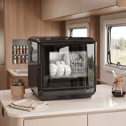HOMCOM Vaatwasser-ABS, Gehard glas-45L x 44B x 45,8H cm-Zwart — thumbnail 4