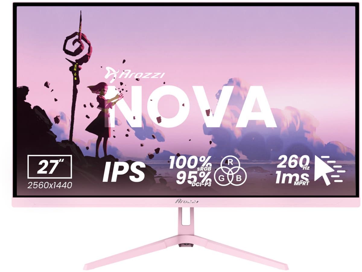 Arozzi Nova 27" Gaming Monitor - QHD IPS - 260Hz - Roze — afbeelding 1