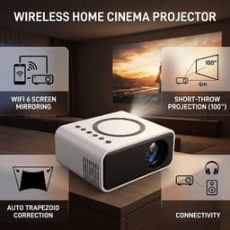 KZQ Mini Projector - Draagbaar Full Hd 1080p Led Projector Met Wifi - Geschikt Voor Telefoon En Computer - Ideaal Voor Thuis Slaapkamer Tuin Binnen Buiten Kamperen En Voetbal Kijken - Wit — thumbnail 3