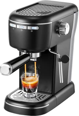 Seth Select Espressoapparaat 1100W – 15 Bar Koffiemachine met Melkopschuimer en 1,2L Reservoir - Cappuccino & Latte Maker - Zwart — thumbnail 1