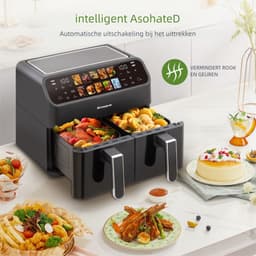 Heißluftfritteuse 9L Doppelkammer Airfryer – 2200W sterke Leistung, Sichtfenster, Farb-LED-Display, Einzel- en Doppelkörbe frei einstellbar — thumbnail 5