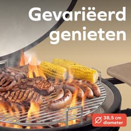 KitchenBrothers Kamado BBQ - 18 Inch Houtskool Barbecue - 38,5⌀ cm - PFAS-vrij - Complete Set - Egg BBQ met Accessoires inclusief Hoes - Vaderdag Cadeau - Zwart — thumbnail 5