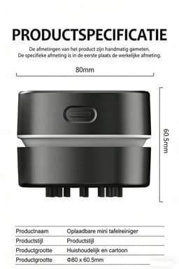 Bureaustofzuiger, mini-bureaustofzuiger, energiezuinig, tot 300 minuten batterijduur, draadloos ontwerp, 360° draaibaar, geschikt voor het reinigen van haar, stof en computertoetsenborden (zwart, USB-oplaadbaar). — thumbnail 5