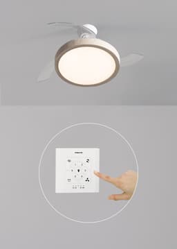 CREATE - Plafondventilator 40W stil met intrekbare bladen en LED-licht, verschillende maten - M - Met licht - Controller voor wandmontage - WIND CLEAR STUDIO — thumbnail 1