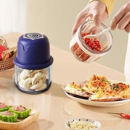 Elektrische Hakmolen - Draadloze Keukenmachine - Snel Ingrediënten Snijden - Draagbaar USB Oplaadbaar - 350 ml Capaciteit - Blauw — thumbnail 4