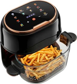 Airfryer - Heteluchtfriteuse - Gezond Frituren - Transparante Glazen Kom - 4 Liter - Zwart — thumbnail 1