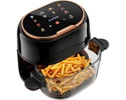 Airfryer - Heteluchtfriteuse - Gezond Frituren - Transparante Glazen Kom - 4 Liter - Zwart