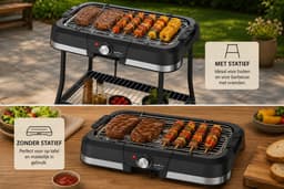 SMH LINE® Elektrische BBQ - Staand en Tafelmodel Barbecue - 40x25cm - Tafelbarbecue - 2000W - Zwart — thumbnail 3