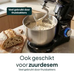 Keukenrobot - Mixer Keuken - Bakken Ingrediënten - Krachtige Motor - 6.2L Kom - Zwart — thumbnail 4