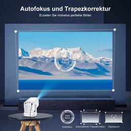 Mini Projector, upgrade 2026, ondersteunt 8K en 1080p, autofocus, draagbare projector met wifi 6 en Bluetooth 5.4, automatische keystone-correctie, mini-projector ondersteunt 4K, geschikt voor Android 14 home cinema — thumbnail 4