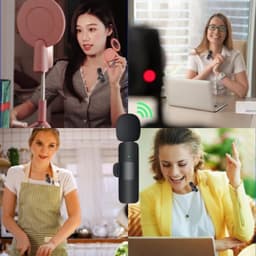 Draadloze Plug & Play-clipmicrofoon geschikt voor de telefoon - Mini-microfoon met ruisonderdrukking geschikt voor video-opnames, vloggen, podcasts en ASMR (roze, USB-C, met haren) — thumbnail 4