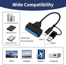 SATA naar USB Adapter - USB Converter Harde Schijf - Data Overzetten - Met Externe Voeding — thumbnail 2