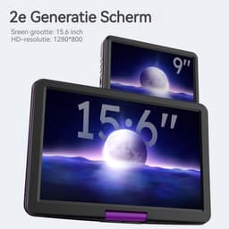 Boifun 17,5" draagbare dvd-speler met 15,6" HD groot draaibaar scherm voor in de auto, 4-6 uur speeltijd met batterij, geheugen-afspeelfunctie, ondersteuning USB/TF-kaart [Blu-ray niet ondersteund] — thumbnail 4