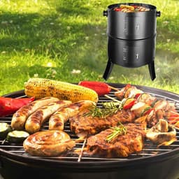 Casa Living Houtskool Barbecue - Veelzijdige BBQ met Roker, Grill en Thermometer - Perfect Voor Buiten Koken - 3 in 1 - Zwart — thumbnail 3