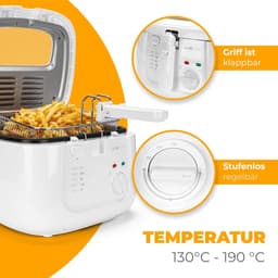 Friteuse - Frituurpan - Lekkere Snacks Maken - Geur- en Vetfilter - 2.5 Liter - Wit — thumbnail 5