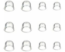 12 witte startkogelpompen van 19 mm en 22 mm, transparante carburateuroliebekers, geschikt voor grasmaaiers, heggenscharen, kettingzagen en ventilatorstartkogels.