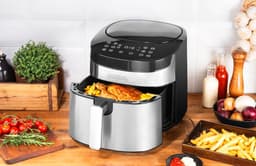 Heteluchtfriteuse XXL - Airfryer Pro - Gezond Frituren - 8 Programma's - 65 Liter - Zilver Zwart — thumbnail 5