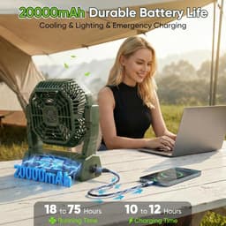 Campingventilator USB oplaadbaar - tafelventilator - met afstandsbediening - stil — thumbnail 4