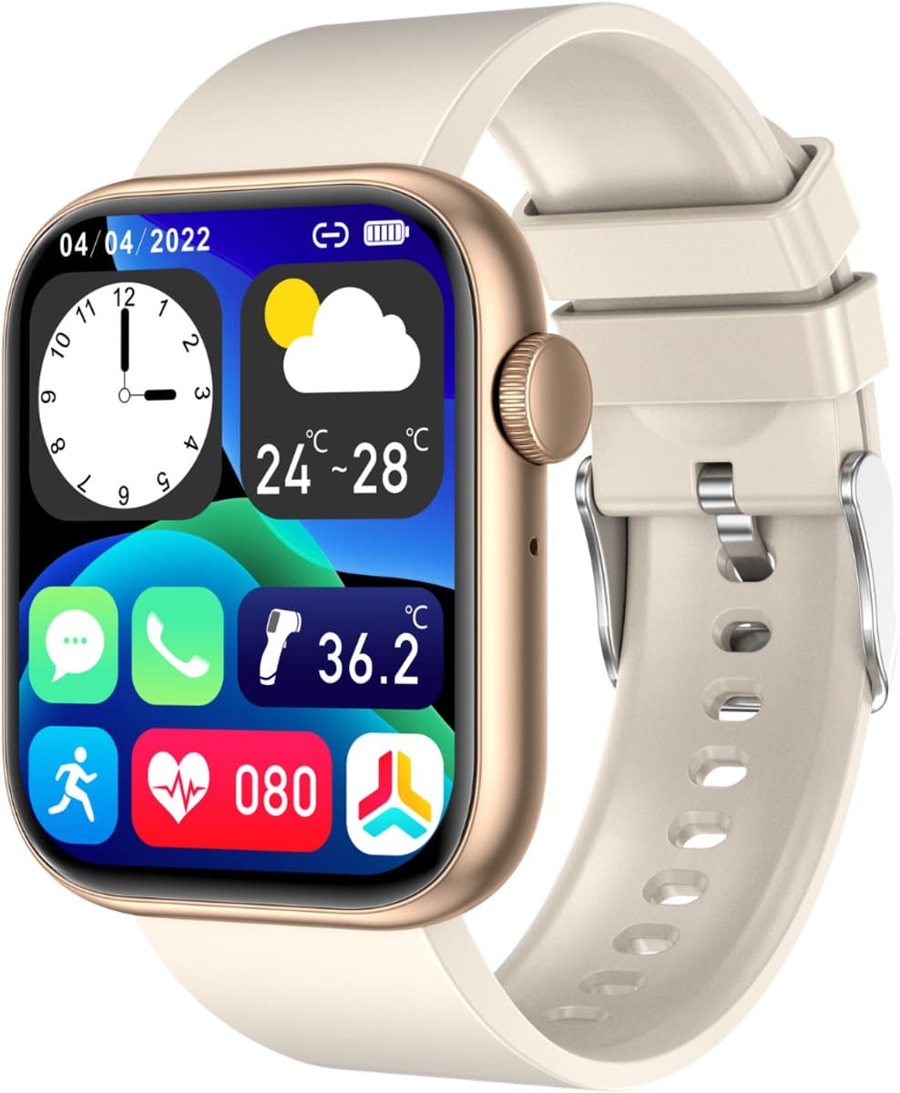 Cinturio Prestige Goude Smartwatch Heren en Dames - Stappenteller - Bluetooth Bellen - Hartslagmeter - Slaapmonitor - 100+ Sportmodi - IP67 - iOS & Android - Goud — afbeelding 1