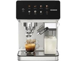 Heinner Pistonmachine – Touch Control – 1350W – Digitaal display – 20 Bar – Espressomachine - Waterreservoir 1.6L en Melkreservoir 0.5L – Zilver