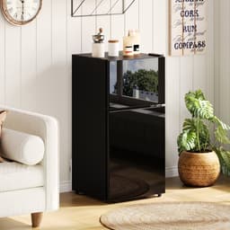 HAUSS SPOLE Minikoelkast – Met Vriesvak 60 L – 42,5 x 44,5 x 87,5 cm – Roestvrij Staal – Zwart – Voor Keuken En Kantoor — thumbnail 1