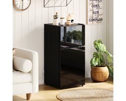 HAUSS SPOLE Minikoelkast – Met Vriesvak 60 L – 42,5 x 44,5 x 87,5 cm – Roestvrij Staal – Zwart – Voor Keuken En Kantoor