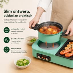 Celestul 3-In-1 Multikookmachine - Elektrische Grill - Hete Pot - Rookloze Barbecue - Tafelgrill - Grillplaat - Koken - Zwart — thumbnail 3