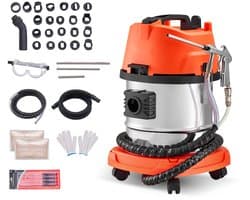 Walnootstraalunit - Mobiele zandstraalmachine - 13 L Reservoir - 1200 W - Ontkolen inlaatspruitstukken en kleppen - Incl. 2,5 kg walnootschil straalmiddel - 23 adapters