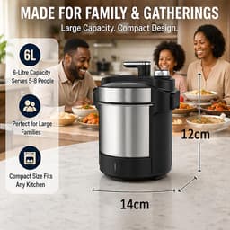 Swallow Maker Machine, slimme Fufu-kookprocessor, 1000 W krachtige mixer, 6 liter stalen kom voor bonsde Yam, automatische machine voor Ugali, Amala, Egusi, vleesmalen, multifunctioneel keukengereedsc — thumbnail 3